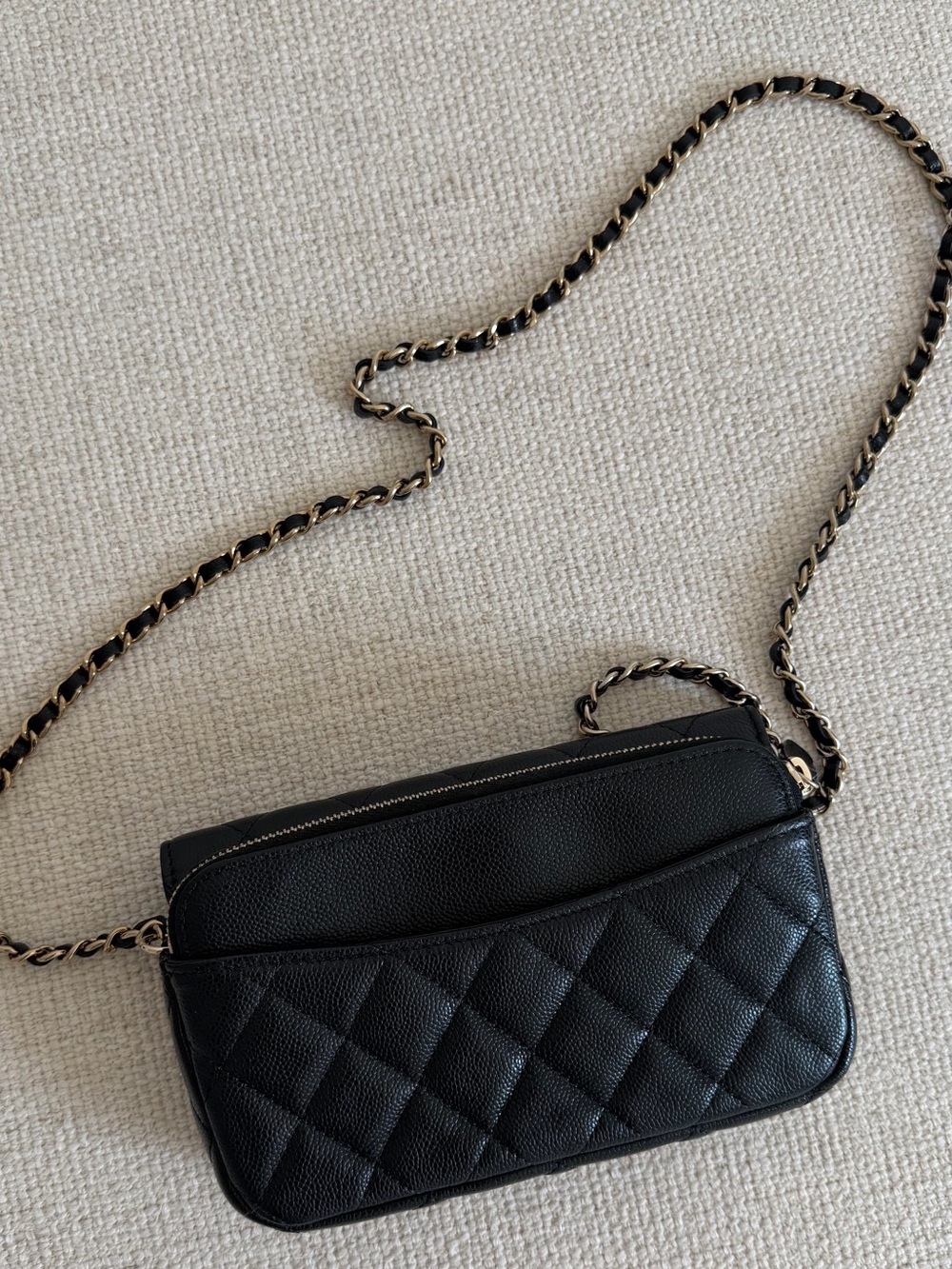 CHANEL Classic Flap Phone Holder with Chain Quilted Caviar - Picture 4 of 16